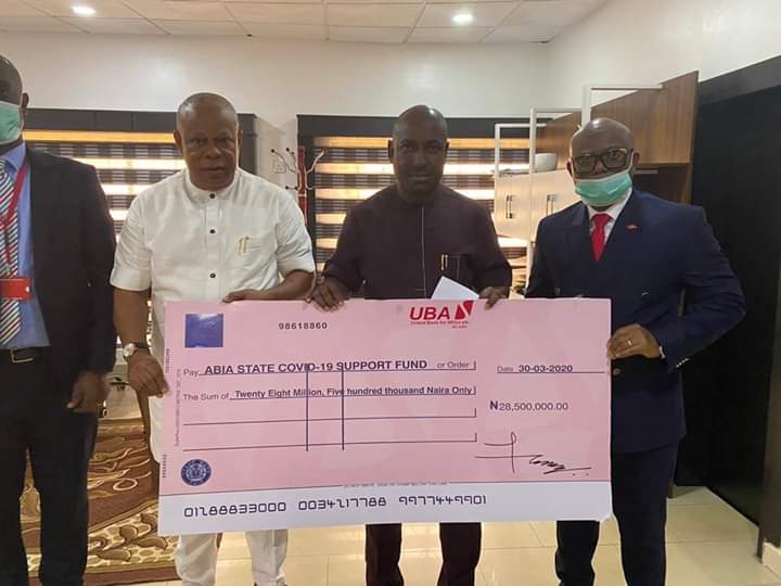 UBA Donates N28.5m To Abia Govt. To Fight Coronavirus