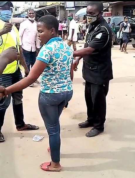 Abia COVID-19 Taskforce Team Batters Lady With Cane Over Failure To Wear Face Mask [PHOTOS, VIDEO]