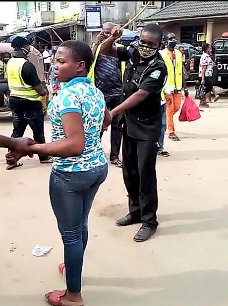 Abia COVID-19 Taskforce Team Batters Lady With Cane Over Failure To Wear Face Mask [PHOTOS, VIDEO]