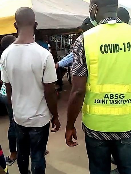 Abia COVID-19 Taskforce Team Batters Lady With Cane Over Failure To Wear Face Mask [PHOTOS, VIDEO]