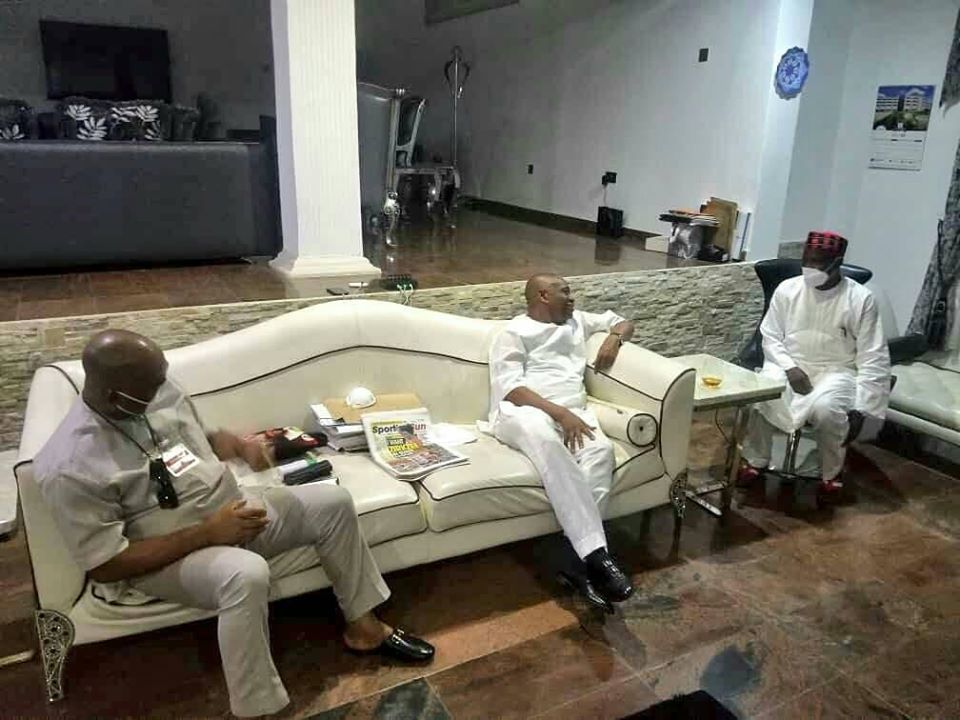 Gov. Uzodimma, Kwankwaso Visits Orji Kalu (PHOTOS)