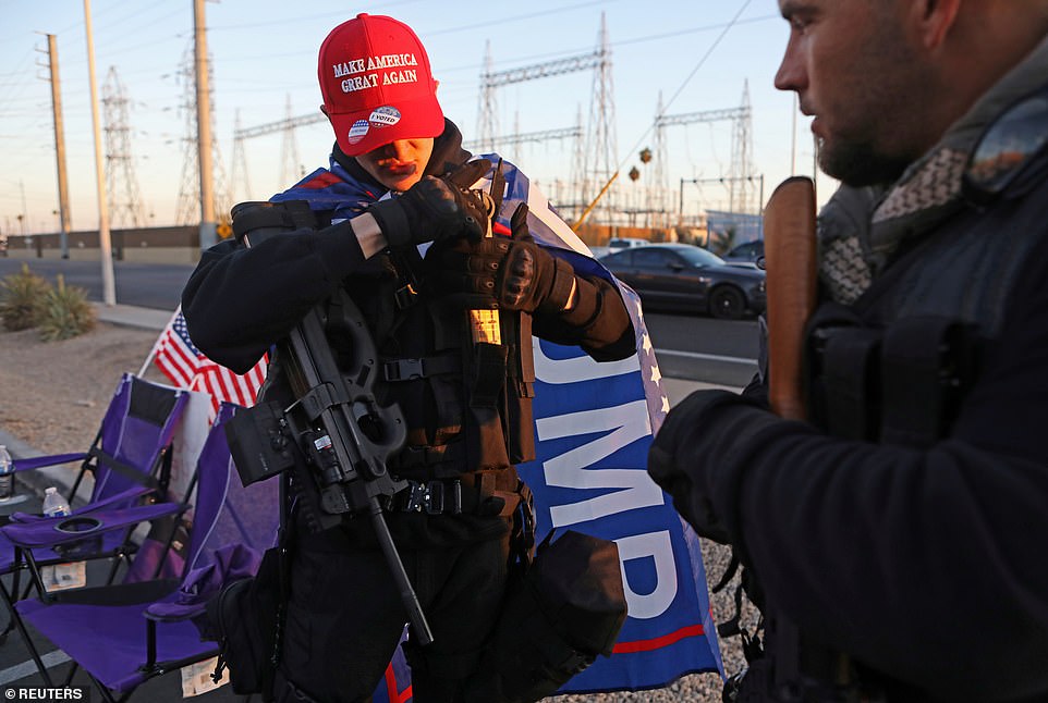 Trump Fans Holds Riffles Outside Election Centres1