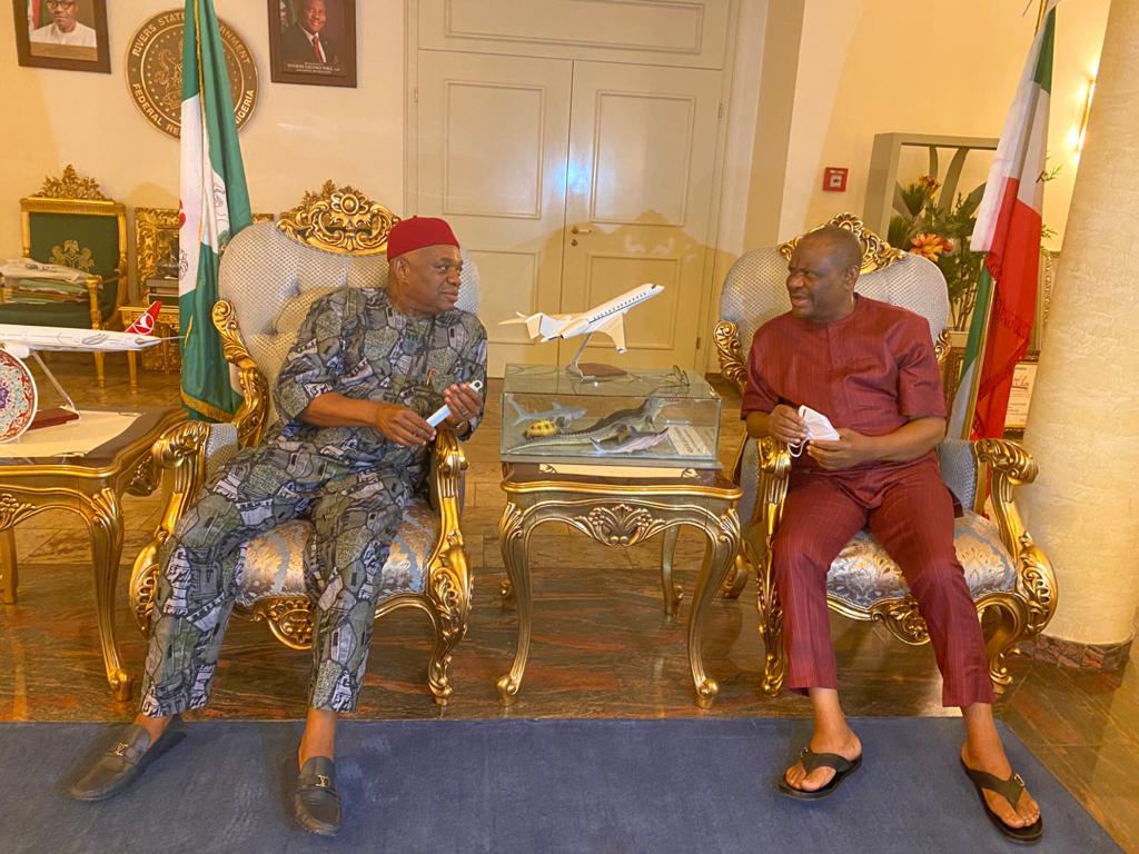 After Wooing Ihejirika To APC, Sen. Kalu Holds Private Meeting With Governor Wike (Photos)