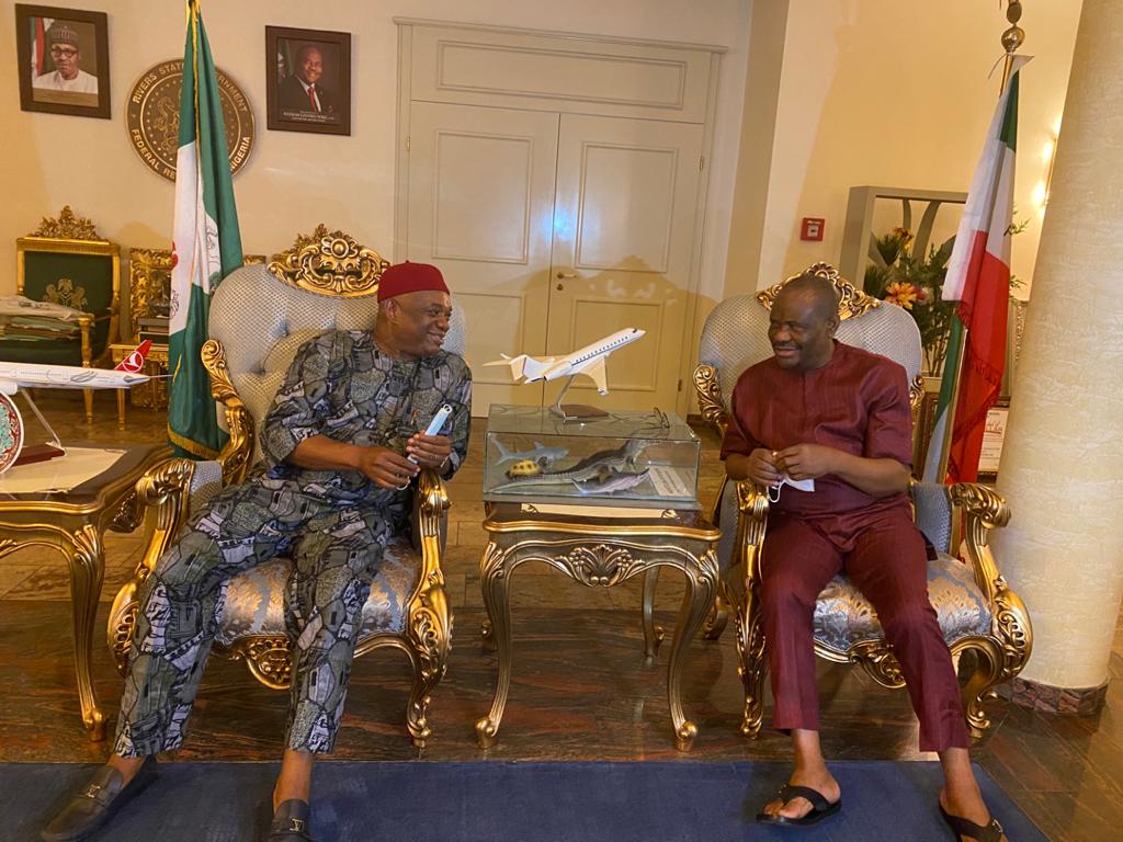 After Wooing Ihejirika To APC, Sen. Kalu Holds Private Meeting With Governor Wike (Photos)