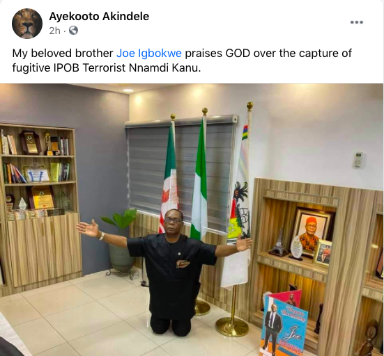 “An Endless Alleluia!” – Joe Igbokwe Praises God Over Nnamdi Kanu’s Arrest [PHOTOS]