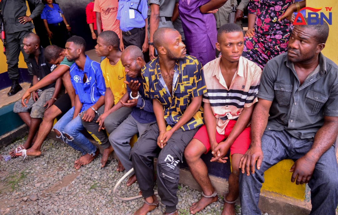 Police Parade 7 Kidnap Suspects Who Killed Victim After Receiving N700K Ransom In Abia [Photos, Video]