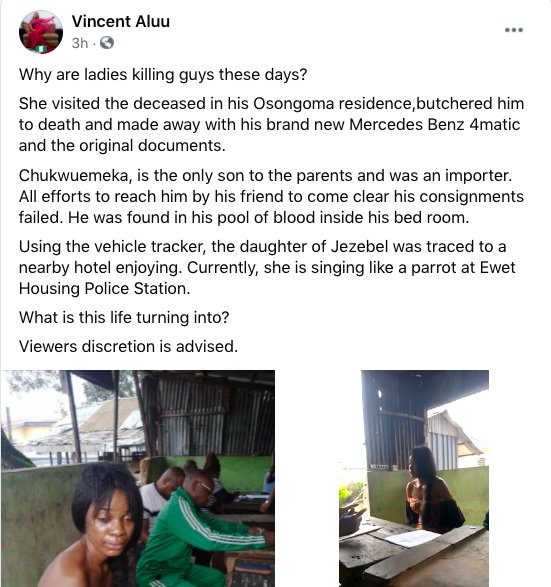 Woman 'Disappears' With Boyfriend's Benz Car After Killing Him In Akwa Ibom [PHOTOS]