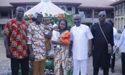Abia Speaker, Rt. Hon. Orji Congratulates Aide, Okeoma On Wedding, Child Dedication