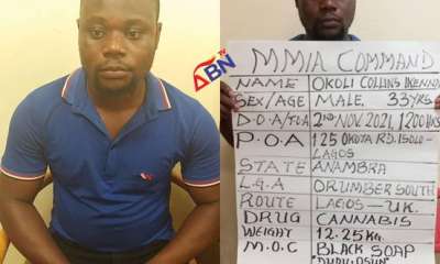 NDLEA Arrests Suspect Who Packaged Drug For Export To London In Dudu Osun Soap Packs (PHOTOS)