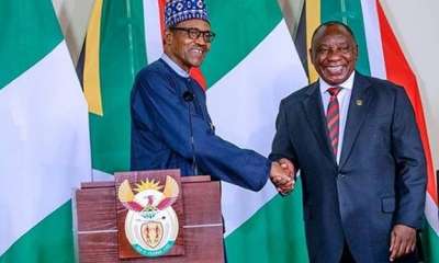President Buhari Receives South African President Ramaphosa In Aso Rock Amid Omicron COVID-19 Concerns