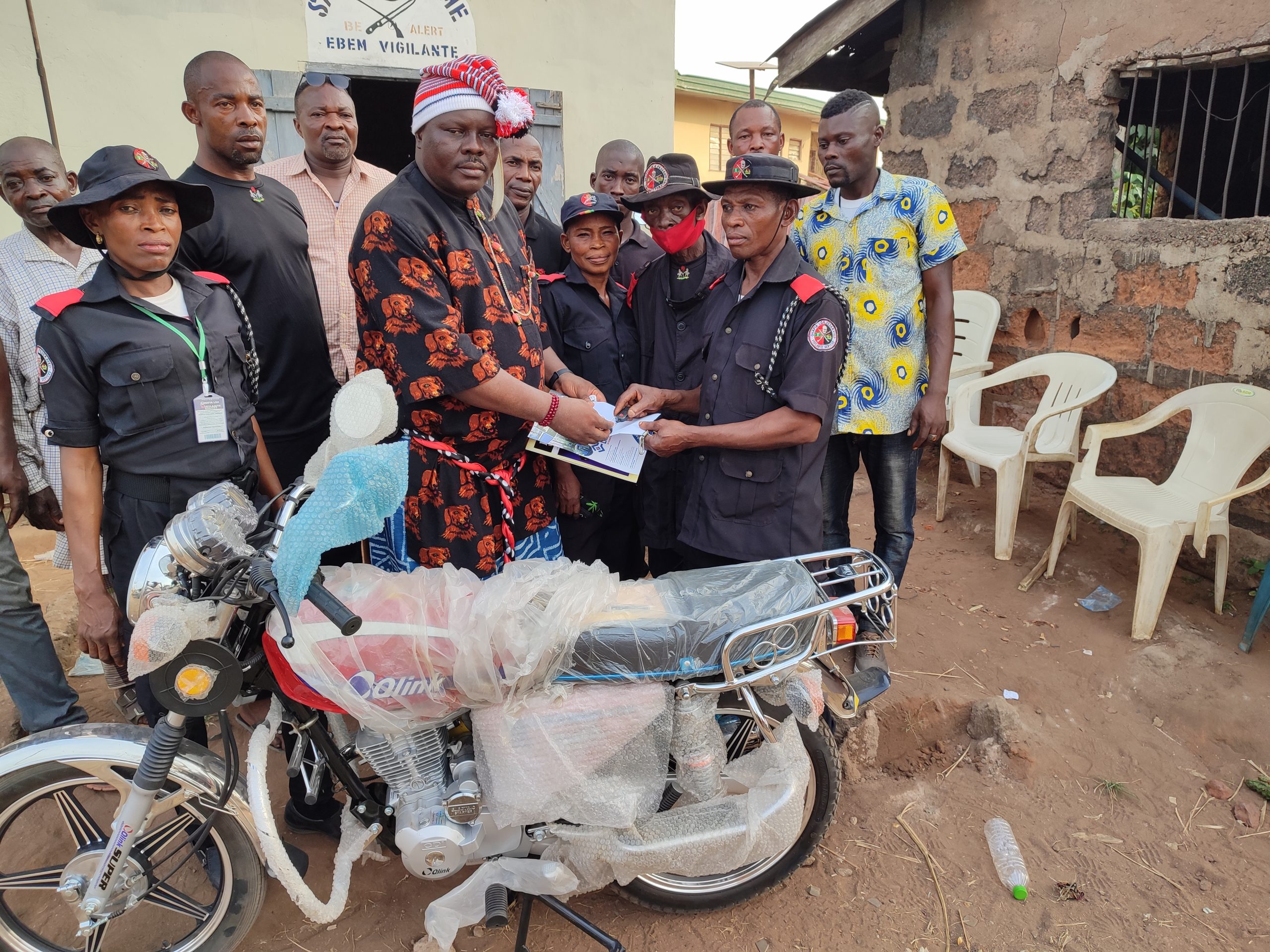 Security: ABN TV Boss Donates Brand New Motorcycle To Ebem Ohafia Community (Photos, Video)