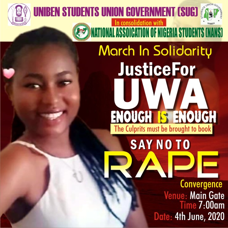 UNIBEN SUG, NANS, Others Protest Over Death Of Raped UNIBEN Student