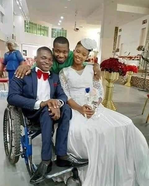 "True love" Twitter users react as woman marries a man in a wheelchair in Lagos