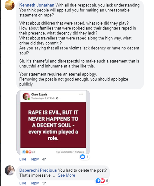 Abia politician called out over his post on rape 