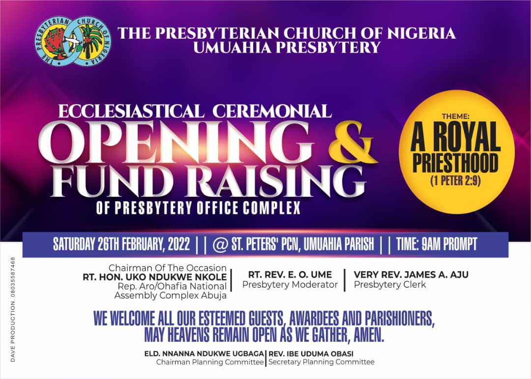 Hon. Nkole To Chair Presbyterian Church Umuahia 2022 Ecclesiastical Opening On Saturday