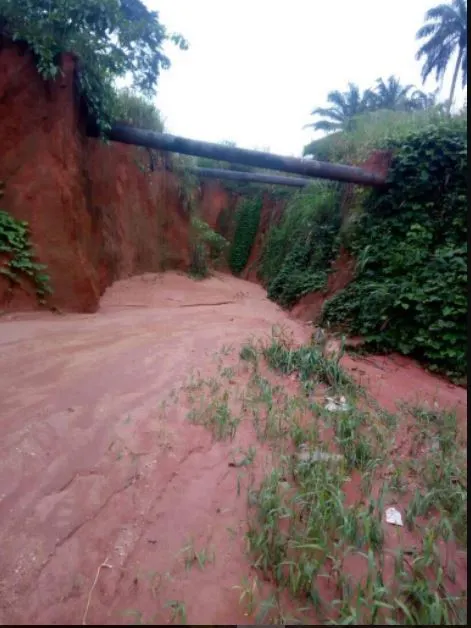 Erosion site at Umunwanwa, Umuopara in Umuahia South LGA of Abia state