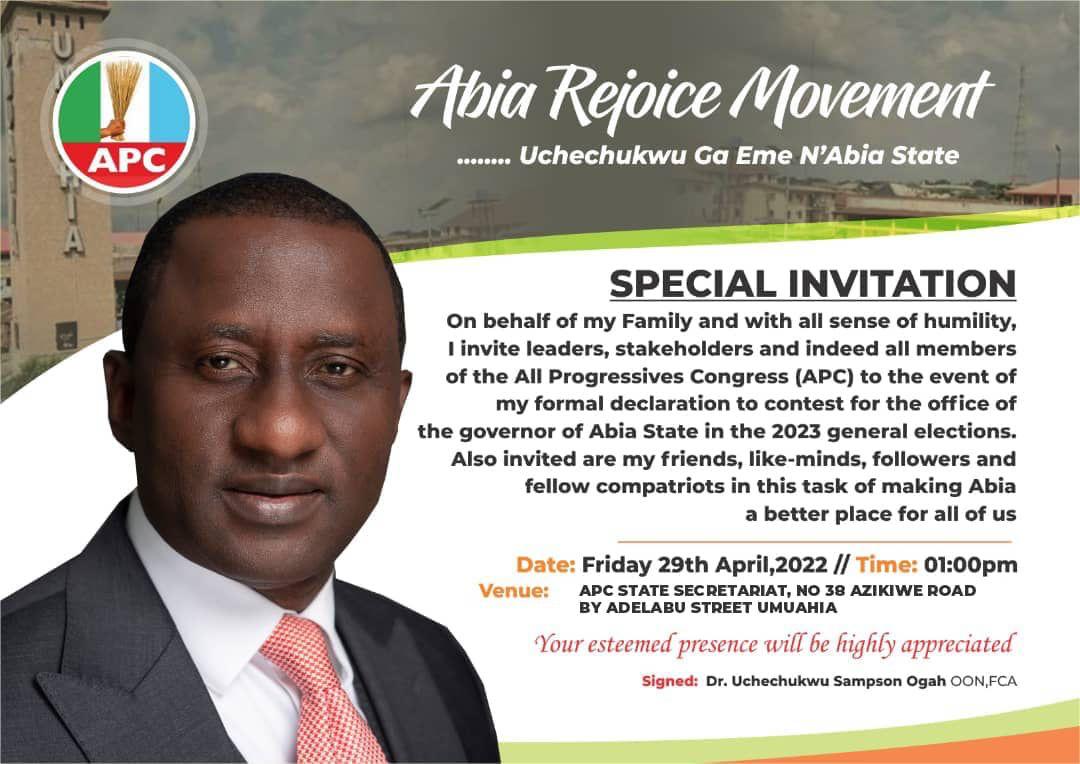 ABN TV Set To Stream Uche Ogah's Governorship Declaration Live [SEE LINK]