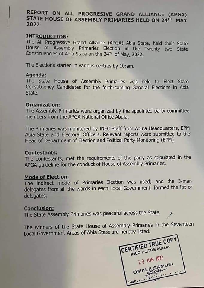 Abia: APGA Issues Prince Ike Okorafor Certificate Of Return For Arochukwu State Constituency