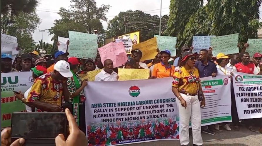 LIVE: NLC Begins Massive Solidarity Protest In Abia State (VIDEO)