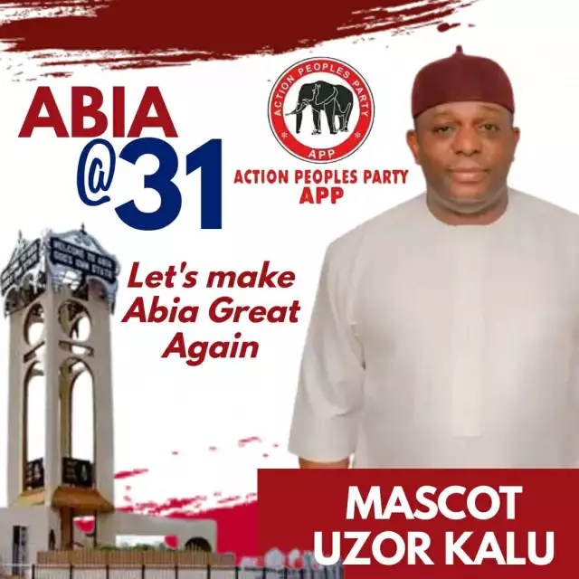 Abia @31: Mascot Uzor-Kalu Greets Abians, Says State Lagging Behind
