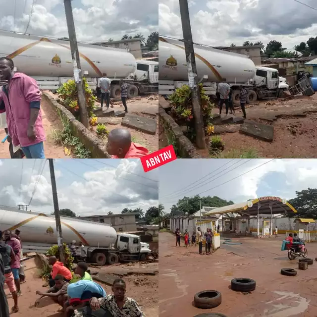 Fuel Tanker Loses Brake, Runs Residential Building In Ebem Ohafia (Photos, Video) Fuel Tanker Loses Brake, Runs Residential Building In Ebem Ohafia (Photos, Video)