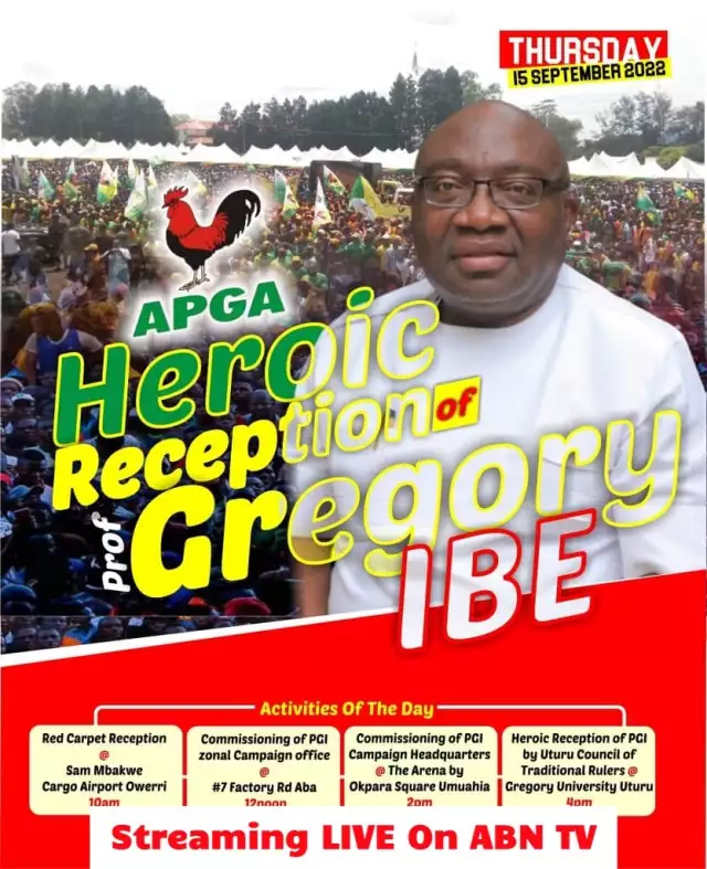 HOME COMING: Abians Set To Receive APGA Guber Candidate Gregory Ibe Today