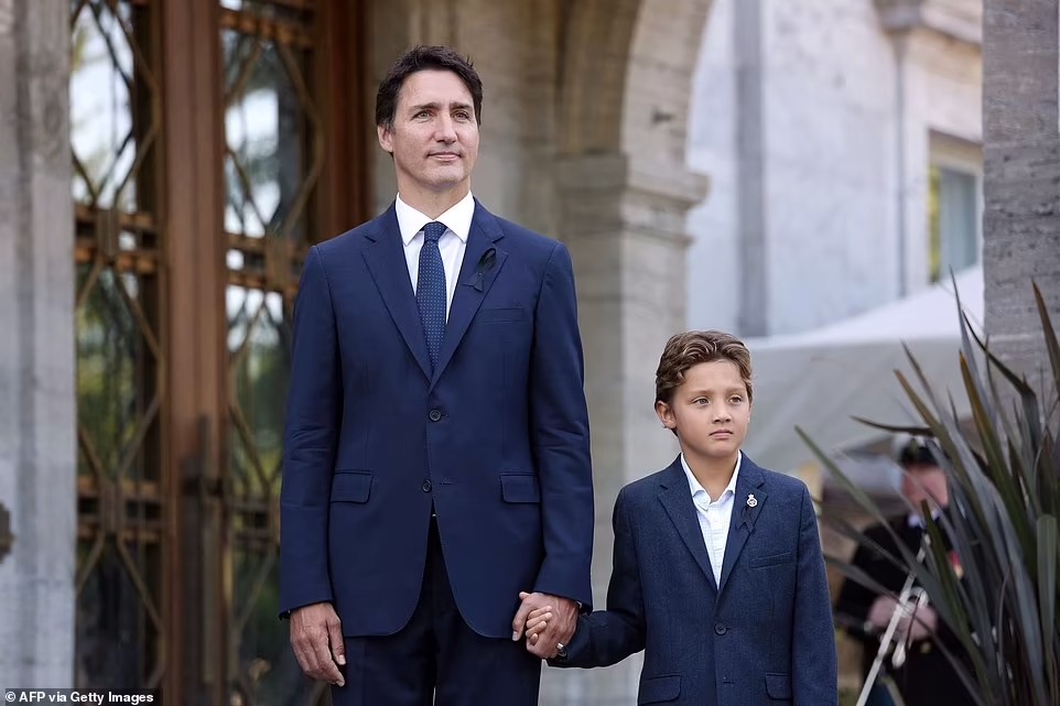 Prime Minister Justin Trudeau and his son Hadrien at a proclamation ceremony in Ottawa