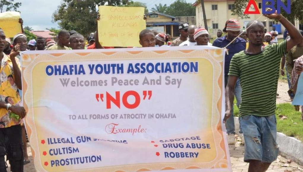 Abia: Ohafia Youths Stage Peaceful Protest, Give Criminal Elements Quit Notice (Photos, Video)