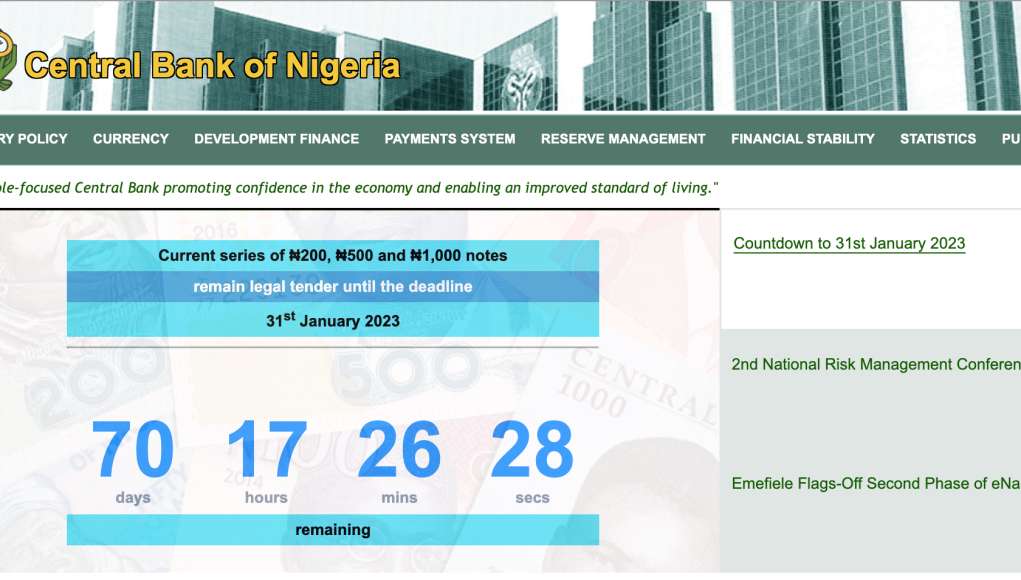 Naira Redesign: CBN Launches Countdown Clock On Its Website