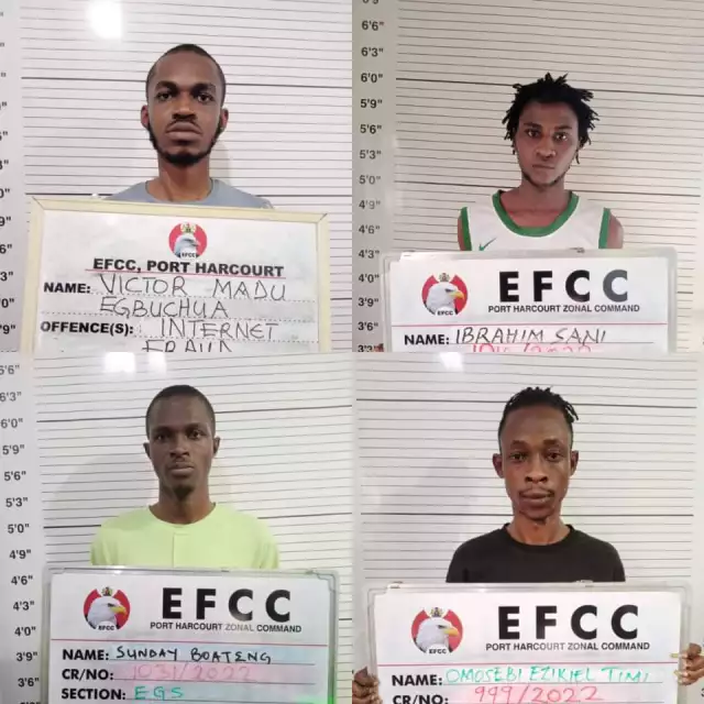 EFCC Secure Conviction Of Four Internet Fraudsters In Port Harcourt (Photos)