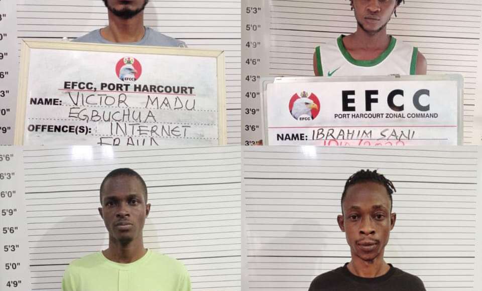EFCC Secure Conviction Of Four Internet Fraudsters In Port Harcourt (Photos)