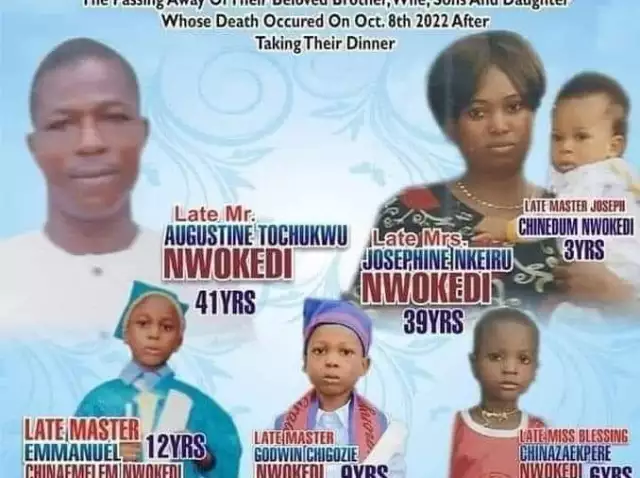 Family Of 6 Die After Dinner In Anambra Family Of 6 Die After Dinner In Anambra
