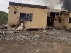 Hoodlums Set INEC Office In Ebonyi On Fire, Ballot Boxes, PVCs Burnt (Photos) Hoodlums Set INEC Office In Ebonyi On Fire, Ballot Boxes, PVCs Burnt (Photos)