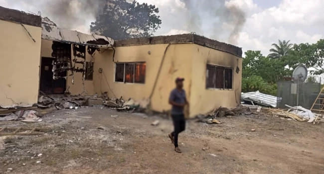 Hoodlums Set INEC Office In Ebonyi On Fire, Ballot Boxes, PVCs Burnt (Photos)