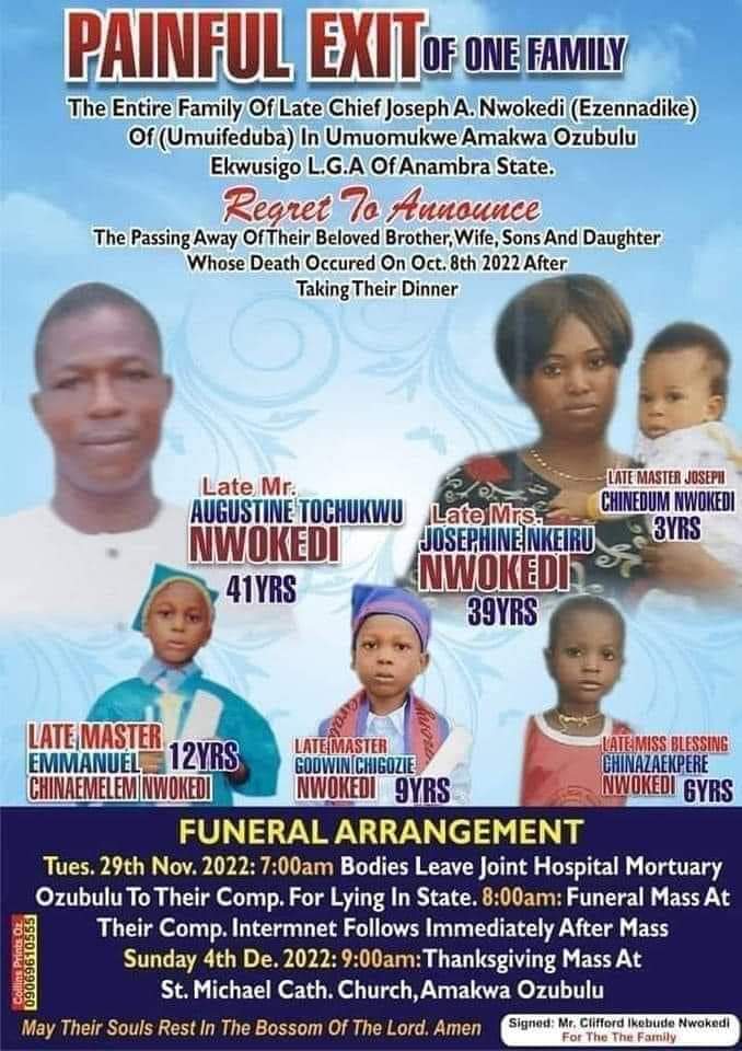 Family Of 6 Die After Dinner In Anambra