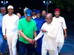 Oshiomhole Arrives Port Harcourt As Wike’s Romance With APC Rattles PDP