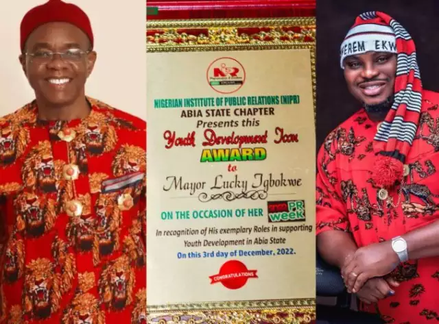 Mayor Lucky Igbokwe Bags Youth Icon Award, Dedicates Award To Abia PDP Guber Candidate Mayor Lucky Igbokwe Bags Youth Icon Award, Dedicates Award To Abia PDP Guber Candidate