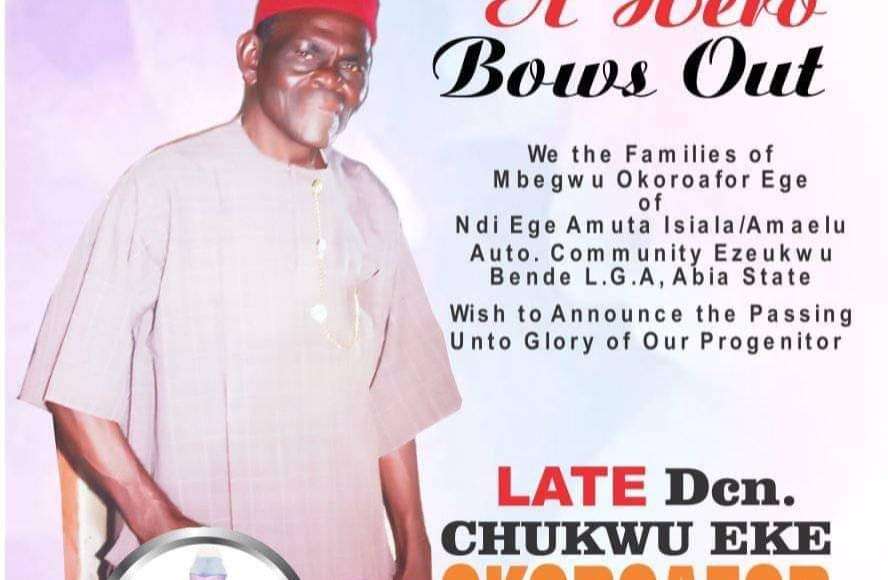 83-Year-Old Deacon Chukwu Okoroafor For Burial In Bende Dec. 14 [SEE POSTER]