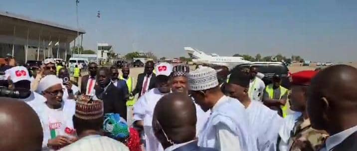 Buhari Arrives Adamawa For Tinubu Rally [PHOTOS]