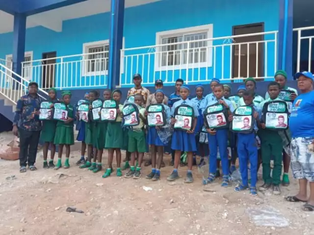 Jubilation As Chief Dan Okeke Donates Education Materials To Arochukwu, Ohafia Students (Video) Jubilation As Chief Dan Okeke Donates Education Materials To Arochukwu, Ohafia Students (Video