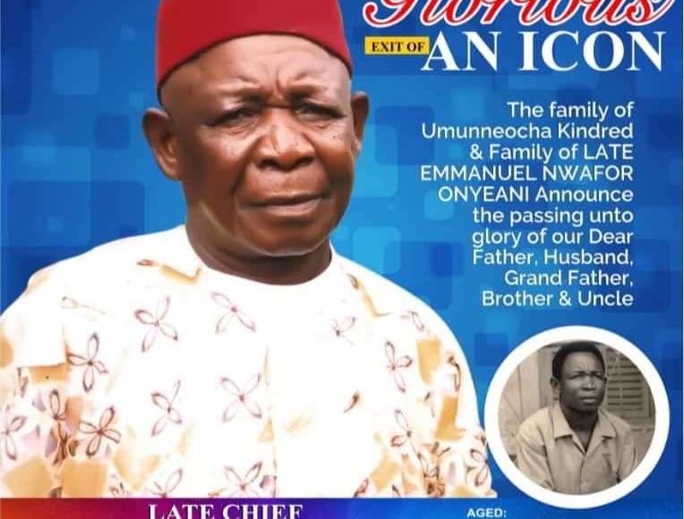 FENRAD Executive Director's Father Nwafor Onyeani For Burial Jan. 28
