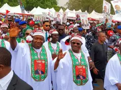 Massive Crowd As G-5 Governors Kick Off PDP Campaign In Enugu Massive Crowd As G-5 Governors Kick Off PDP Campaign In Enugu