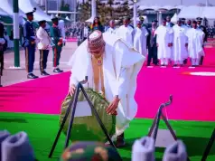 Buhari Arrives National Arcade, Lays Wreath For Armed Forces Remembrance Day