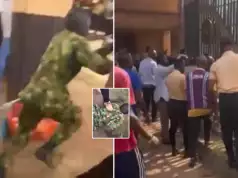 UNIBEN Students Beat Soldier For Attempting To Jump Queue At School’s ATM Terminal UNIBEN Students Beat Soldier For Attempting To Jump Queue At School’s ATM Terminal