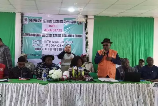 LP In Early Lead In Abia Guber Poll As INEC Returning Officer Adjourns Results Collation Till Monday LP In Early Lead In Abia Guber Poll As INEC Returning Officer Adjourns Results Collation Till Monday