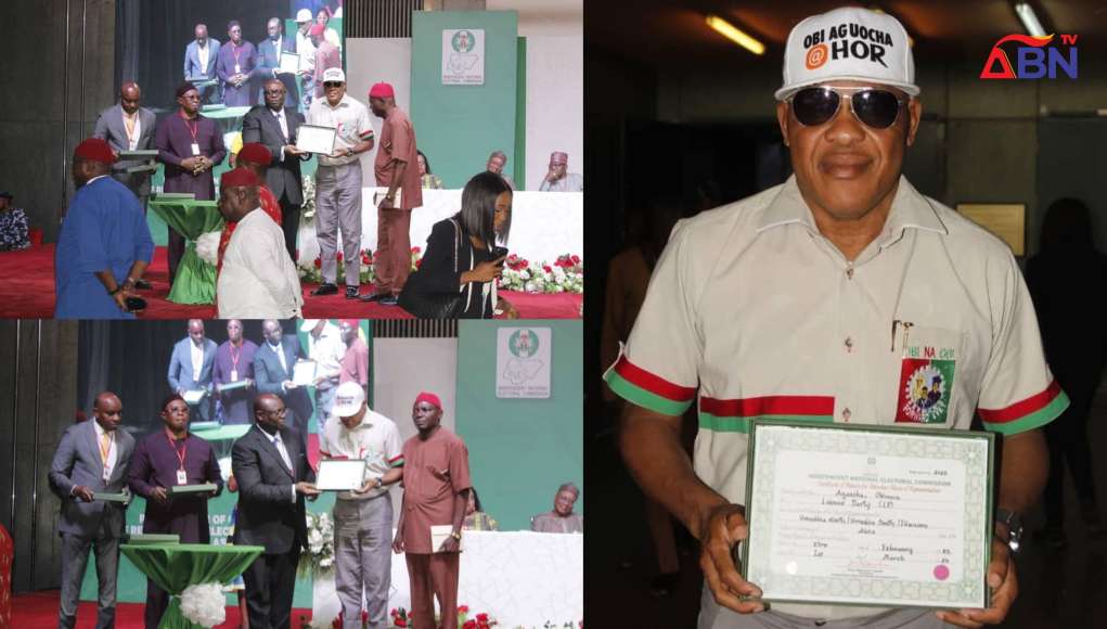 Reps: LP's Obi Aguocha Who Defeated Abia Speaker Gets Certificate Of Return (Photos)