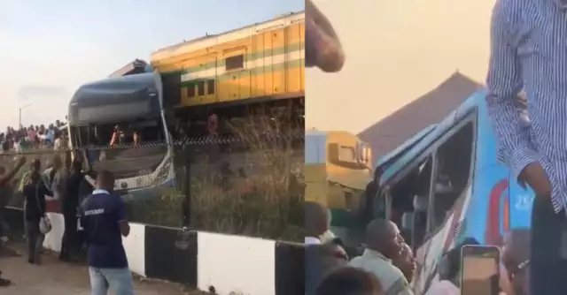 Many Feared Dead, Others Injured As Train Collides With BRT In Ikeja, Lagos State (VIDEO)