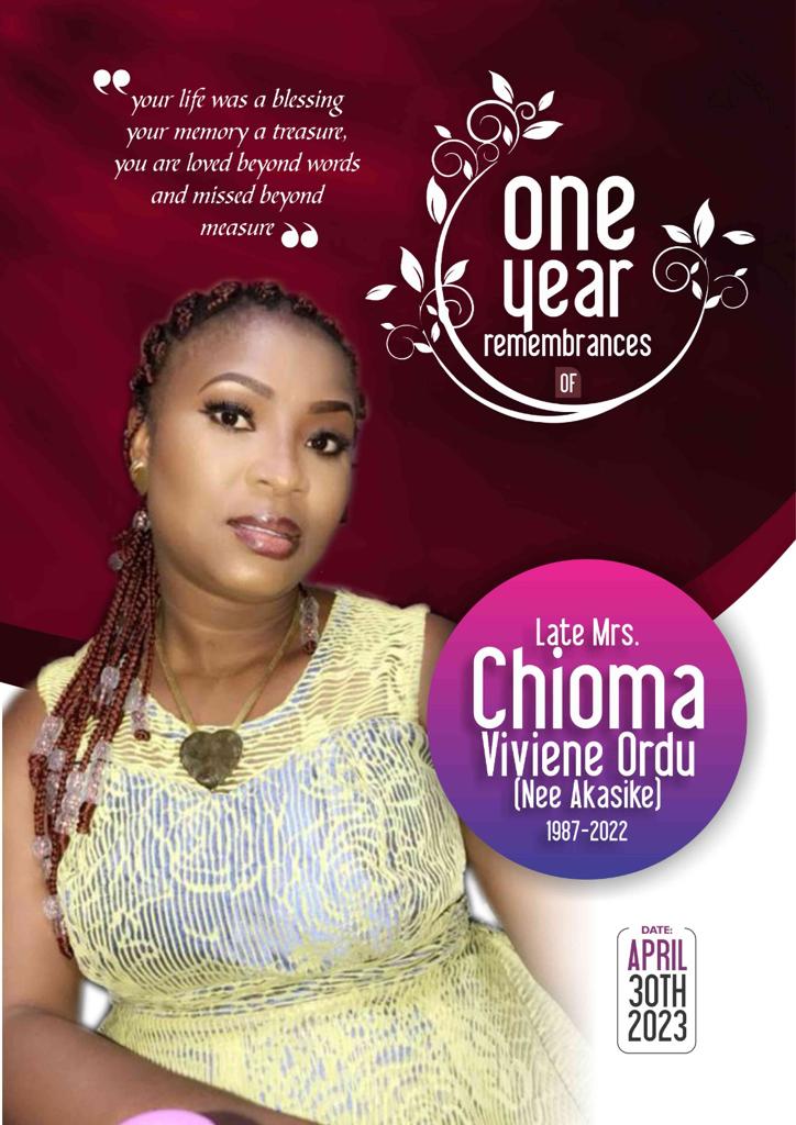 Family Holds Memorial Service In Honour Of Late Chioma Ordu Who Died During Childbirth