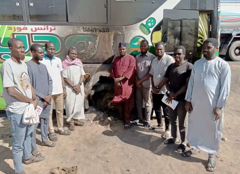 Bus Conveying Stranded Nigerians From Sudan Catches Fire