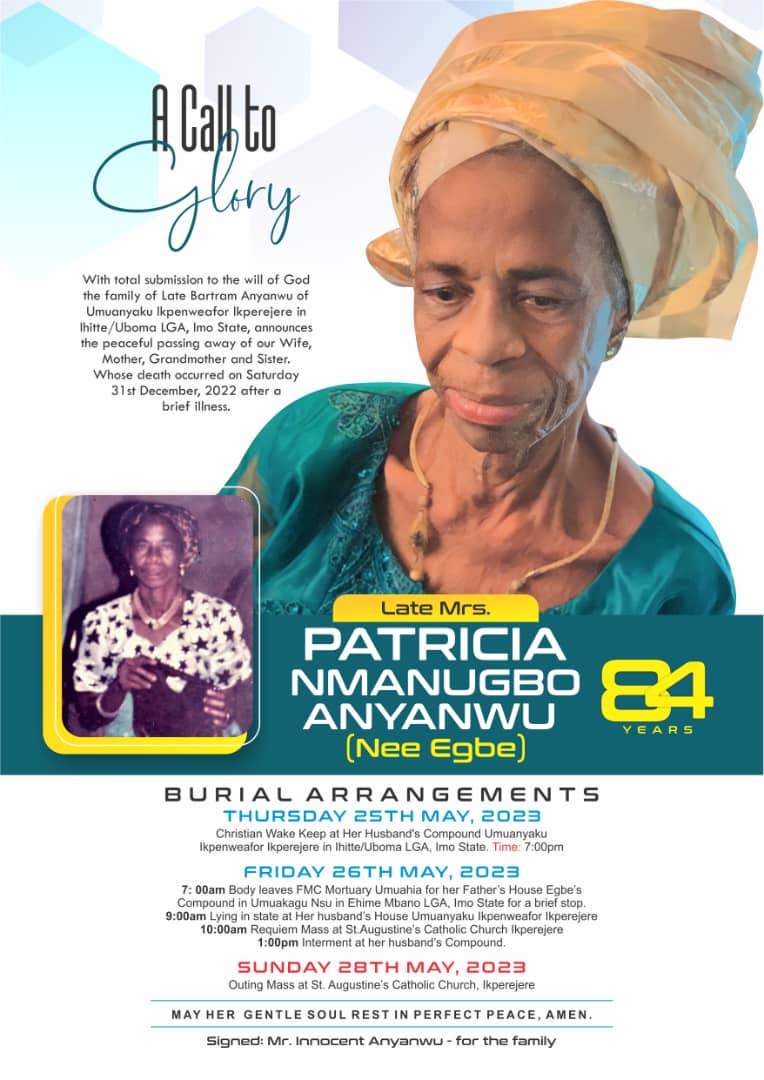 84-Year-Old Patricia Anyanwu Set For Burial In Imo Today